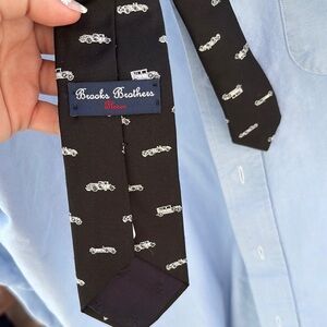 Vintage car brooks brothers boys tie Black Tie with Car Pattern NWT